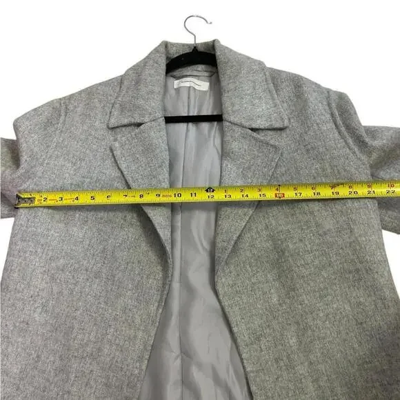 Blossom H Company l Light Gray Open Front Long Wool Coat Large - Picture 5 of 9